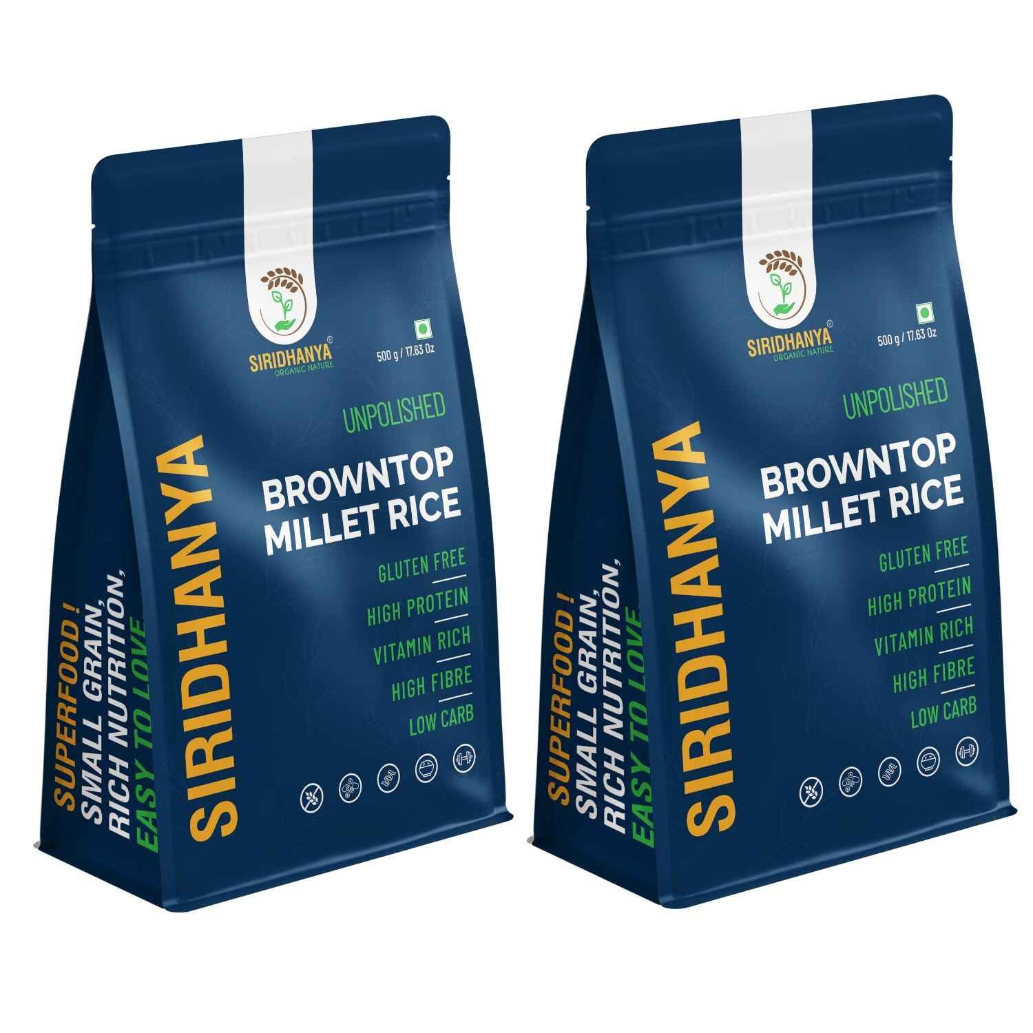 SIRIDHANYA unpolished and organic  dr. khadar vali positive brown_top millet 500g pack of 2